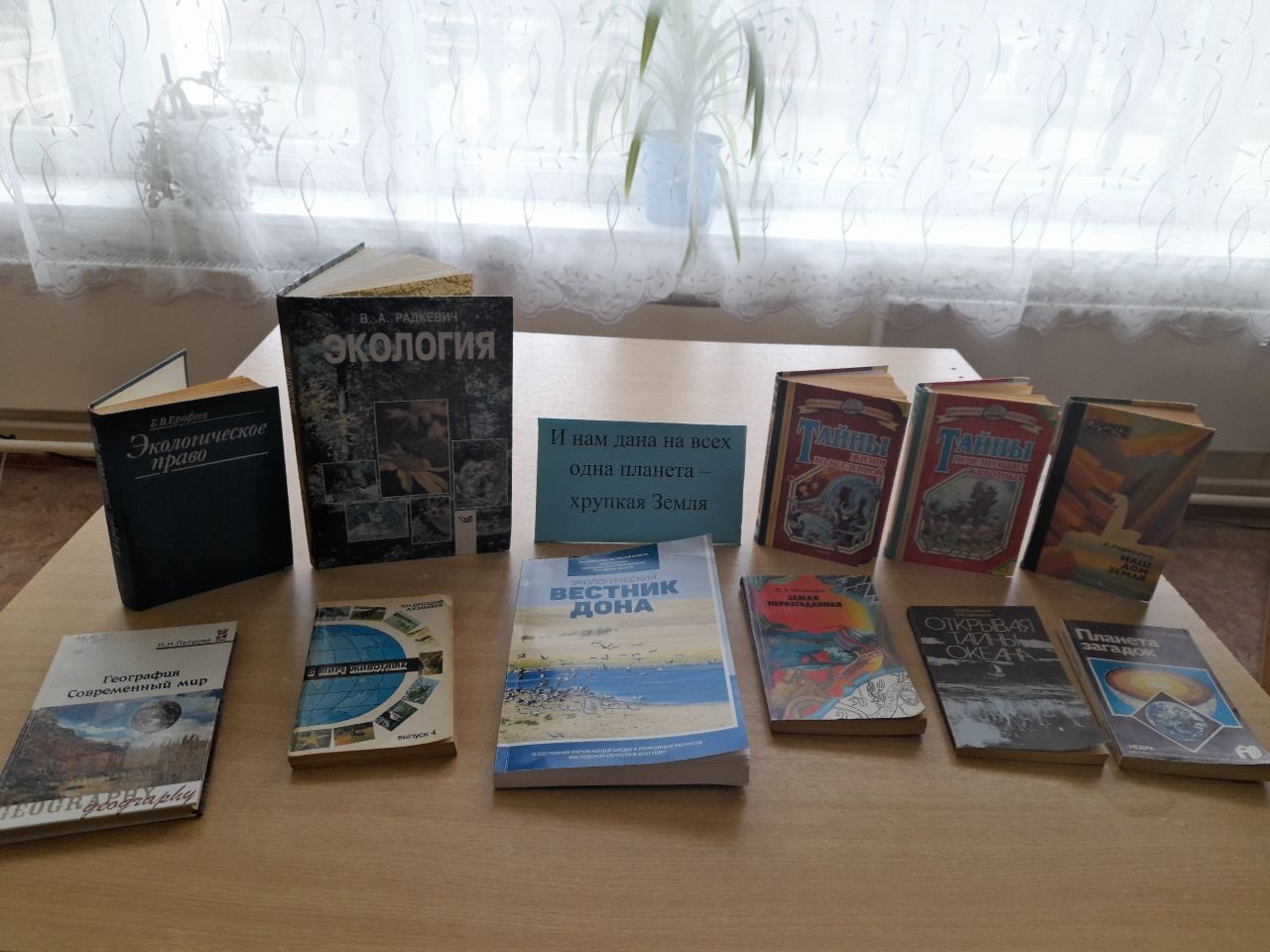 Фото. 19.03.2024 Книжная выставка И нам дана на всех одна планета хрупкая Земля в Кутейниковском отделе